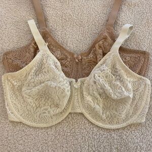 WACOAL • Halo Lace Bra Bundle • Tan • White • Size 40DDD • Gently Used • EUC
